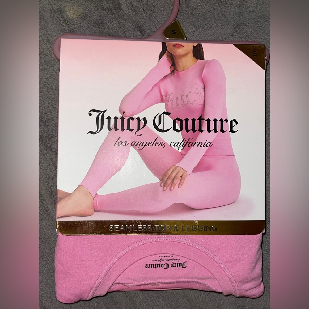 Juicy Couture Black Quarter Long Sleeve Top & Legging Set with Rhinestone Design